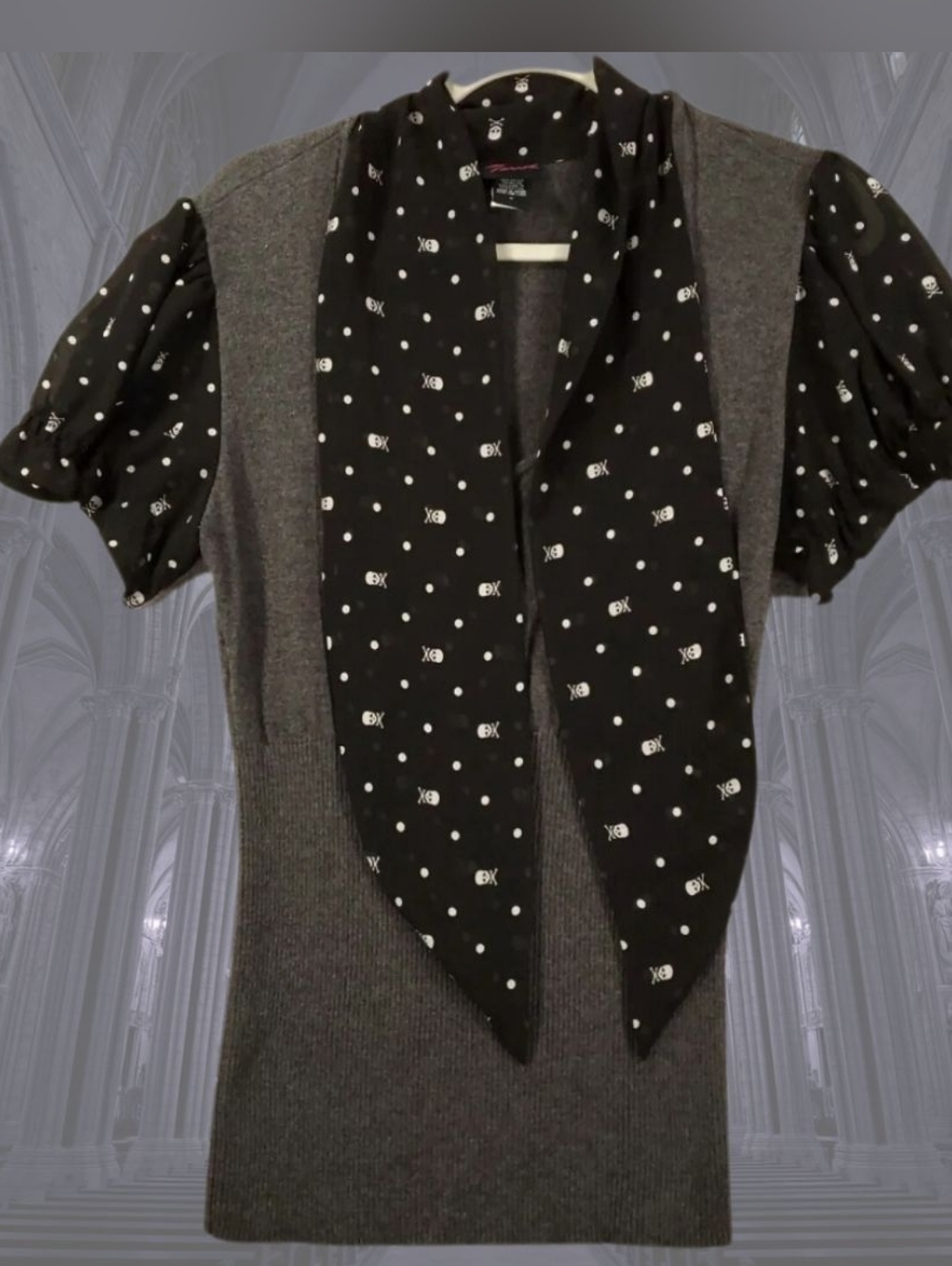 Torrid - Black & White Skull Blouse & Vest